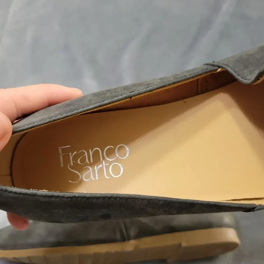 Frank Sarto Gray Suede Shoes Womens 9 Slip On‎ Leather Loafers Comfort Flats